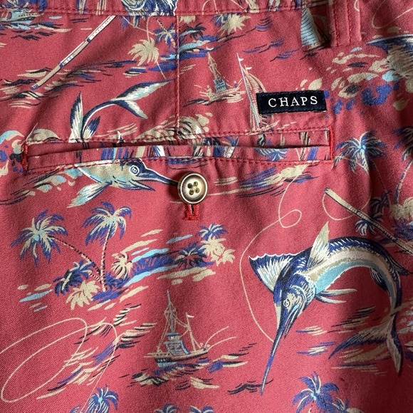 Chaps Men's Cotton Bermuda Shorts Marlins Swordfish Sailboats Size 34 - Picture 4 of 6